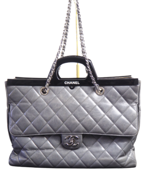 Chanel Rigid Handle Supermarket Grey Leather Bag