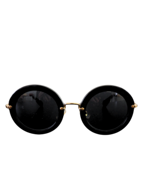 Miu Miu Black Acetate Round Sunglasses
