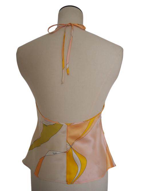 Emilio Pucci Peach Silk Halter Top Size EU 38 - Image 3