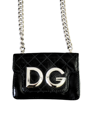Dolce & Gabbana Black Patent Leather DG Girls Shoulder Bag
