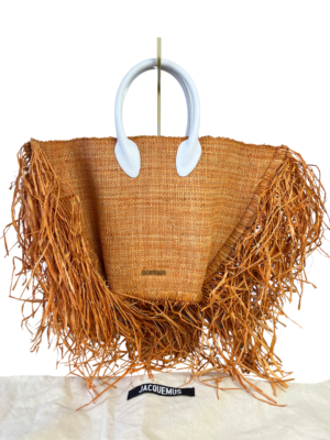 Jacquemus Orange Le Baci Raffia Tote Bag