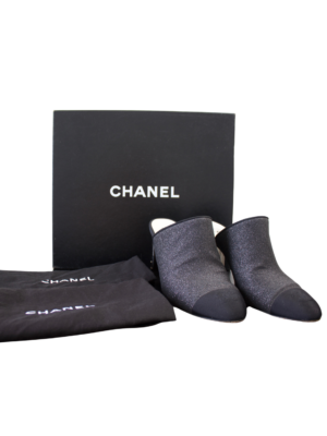 Chanel Black Glitter Mules Size 39