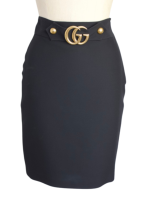 Gucci Black Viscose GG Skirt Size IT 42