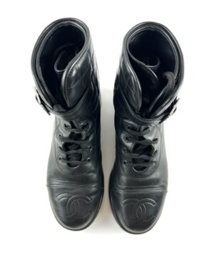 Chanel combat boots CC logo