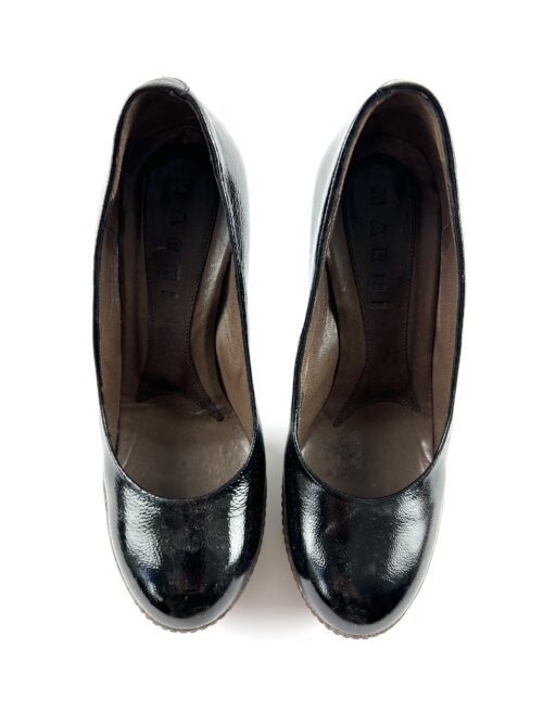 Marni black patent platform heels