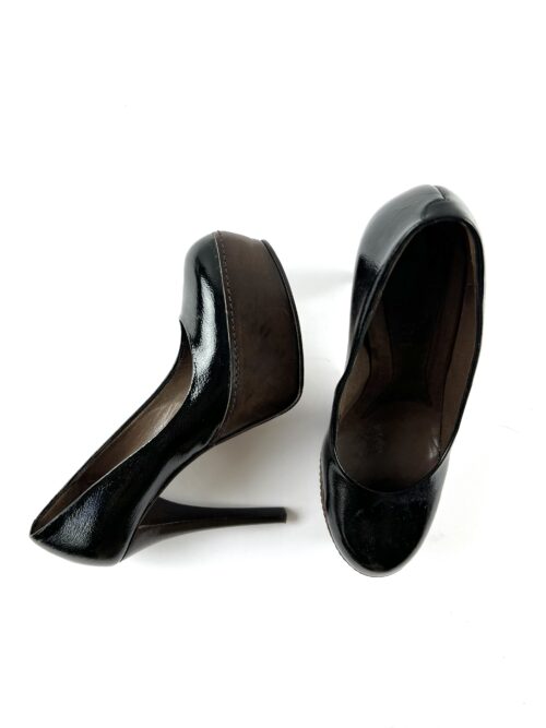 Marni black patent platform heels