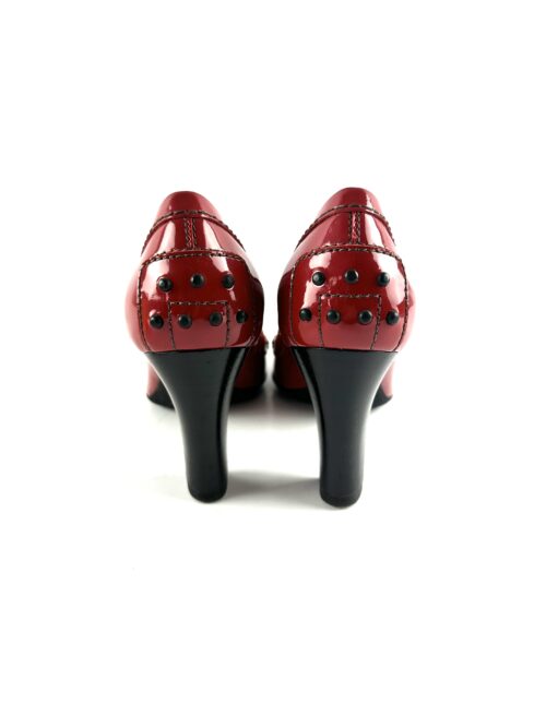 Tod's heeled moccasin red patent leather