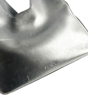 Prada dark blue leather hobo bag