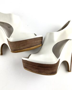 Gucci white leather platform sandals