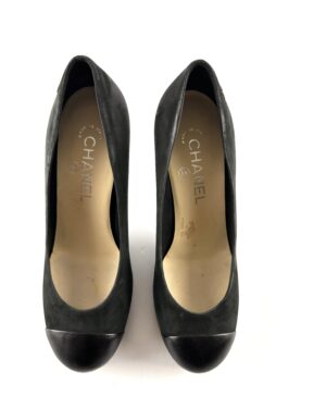 CHANEL BLACK two tone PUMPS