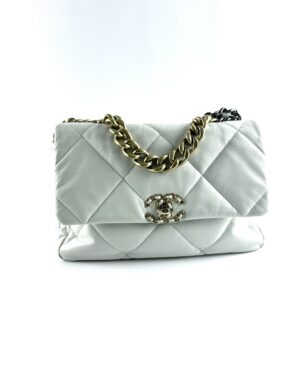 Chanel 19 white leather GM