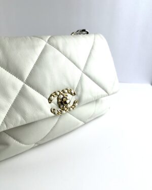 Chanel 19 white leather GM