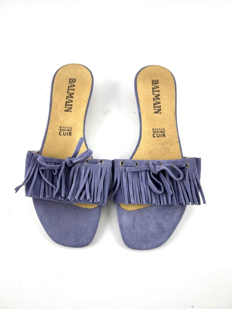 Balmain lavender suède slippers