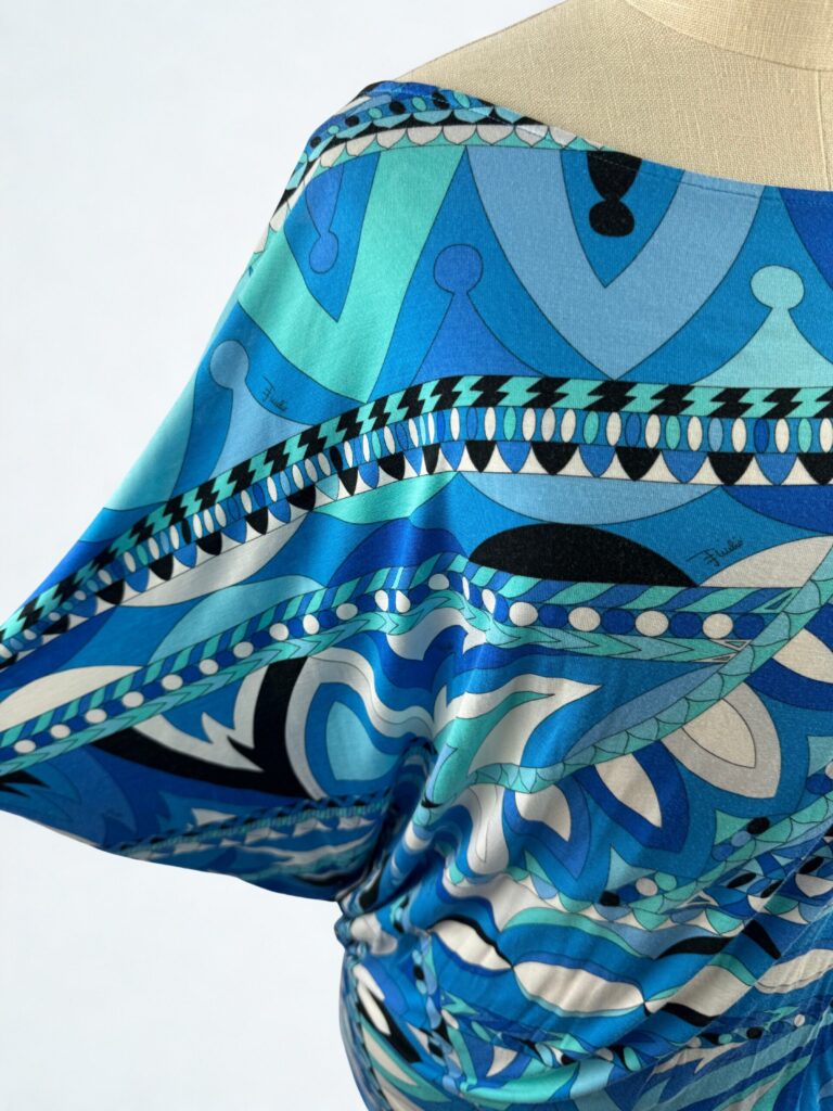 Emilio Pucci off shoulder blue signature print top