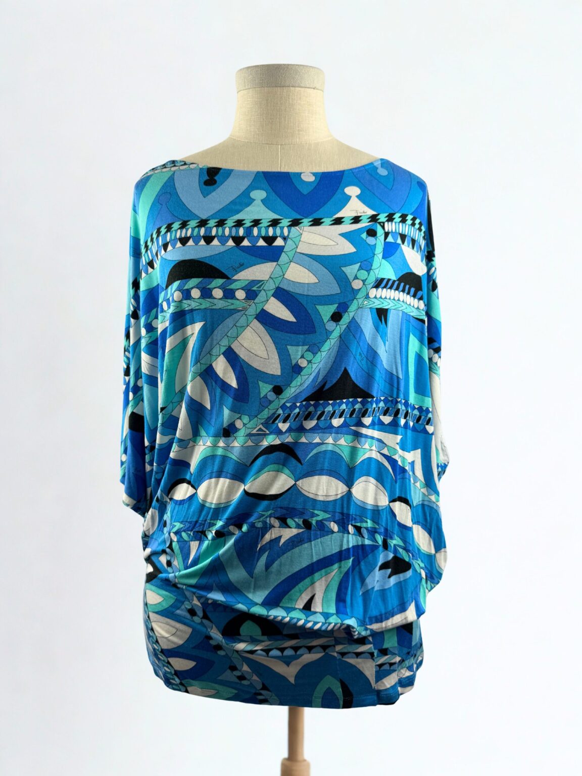 Emilio Pucci off shoulder blue signature print top