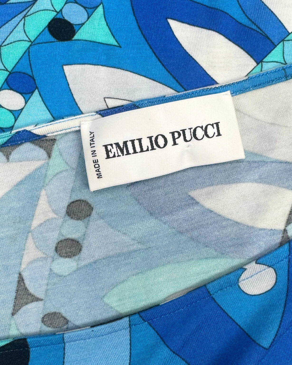 Emilio Pucci off shoulder blue signature print top