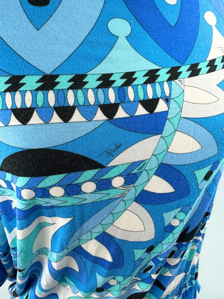 Emilio Pucci off shoulder blue signature print top