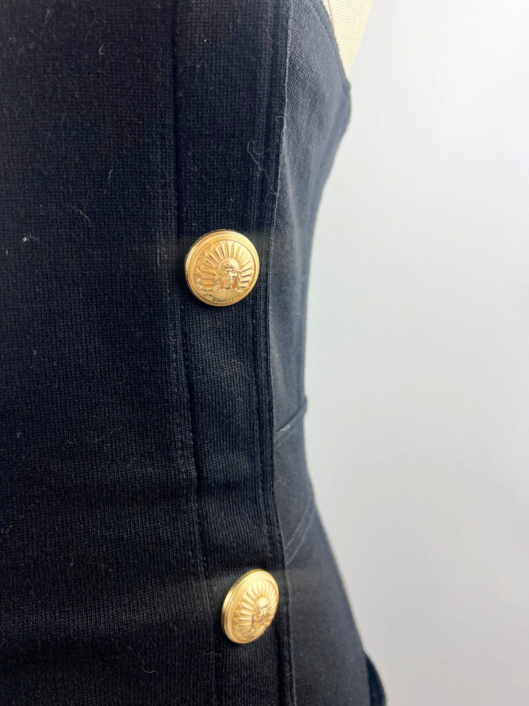 Balmain black gold button mini dress
