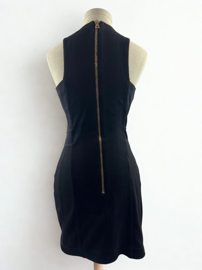 Balmain black gold button mini dress
